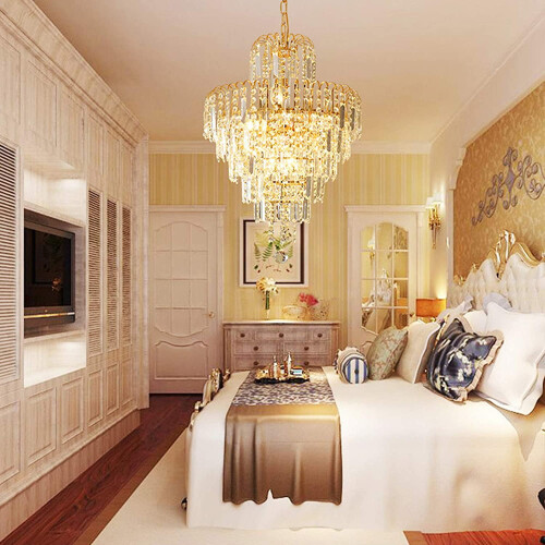 Modern 4-Light Gold Crystal Chandelier 40cm 1