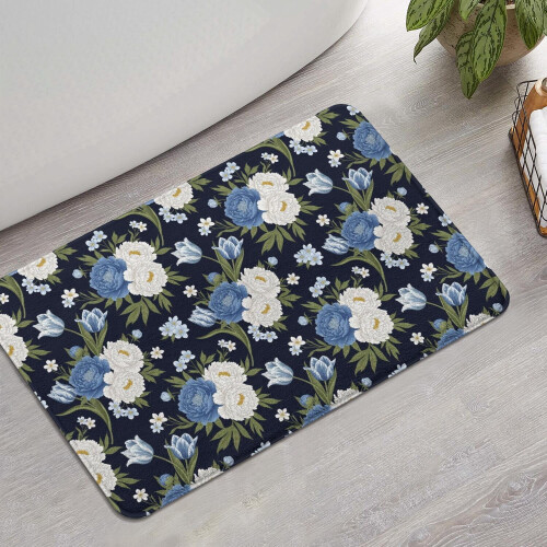 Tapete de banheiro Pioneer Flower Floral Antiderrapante 17x27 polegadas 1