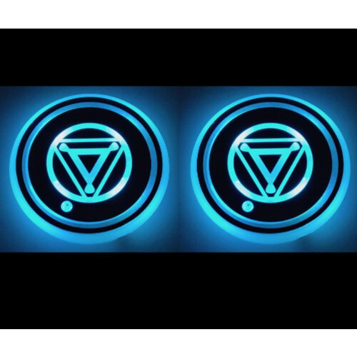 LED Car Cup Coasters 68mm 7-Color USB Powered 1