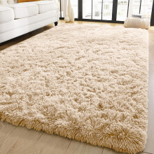 (160cm x 230cm OR 5ft 3" x 7ft 6"- Large Area Rug, Beige- Shaggy Rugs) Modern Living Room Rugs Shaggy Fluffy Bedroom Soft Carpets Runner Indoor Outdoor Rug Floor Mats