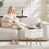Vanity Stool with Storage Modern Faux Fur Seat White 6