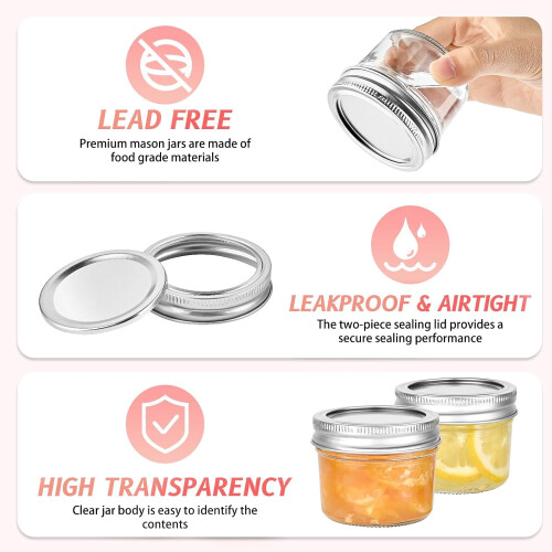 4 oz Mini Mason Jars with Lids, 12-Pack 2