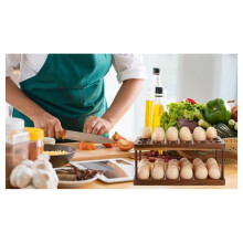 Wooden Double Layer Egg Holder, Kitchen 2 Tier Fresh Egg Storage Rack Basket,Eggs Tray Organizer for Countertop