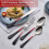Stainless Steel Flatware Set Red Black Handles 20-Pc 4