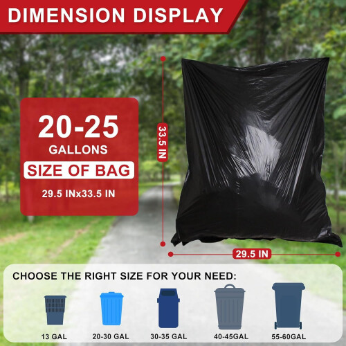 Svarta sopsäckar 20-25 gallon, 30" x 33", 120-pack 1