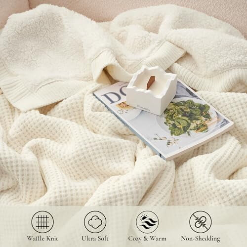 Cable Knit Chenille Throw Blanket with Sherpa Reverse 60x80 2