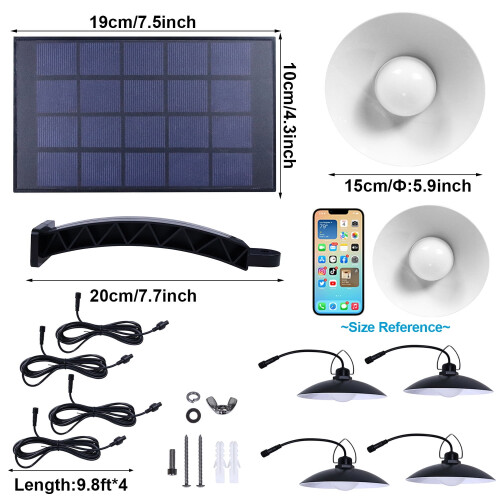 Solar Pendant Light Remote Dimmable IP65 Waterproof Wall 1