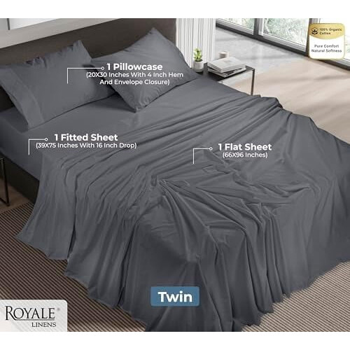 100% Cotton Queen Sheet Set Percale 200TC 4-Piece 1