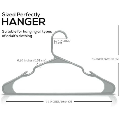 Plastic Clothes Hangers 50 Pack Grey 1