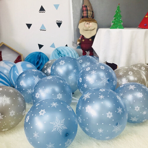 Silver Snowflake Latex Balloons 12 pcs 2