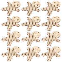 36Pièces Décorations Bois Craft Beige Bonhomme À Broder