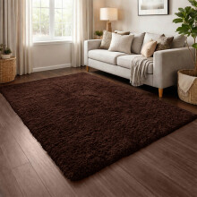 (160cm x 230cm OR 5ft 3" x 7ft 6"- Large Area Rug, Brown- Shaggy Rugs) Modern Living Room Rugs Shaggy Fluffy Bedroom Soft Carpets Runner Indoor Outdoor Rug Floor Mats