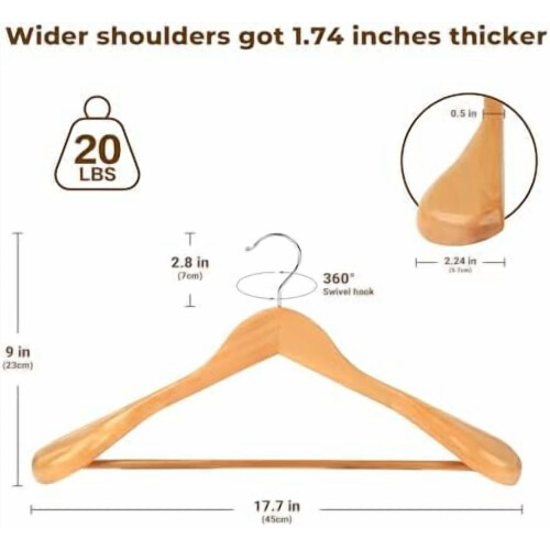 8-Pack Wooden Coat Hangers with Trouser Bars 1