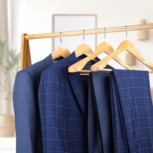 8-Pack Wooden Coat Hangers with Trouser Bars 2