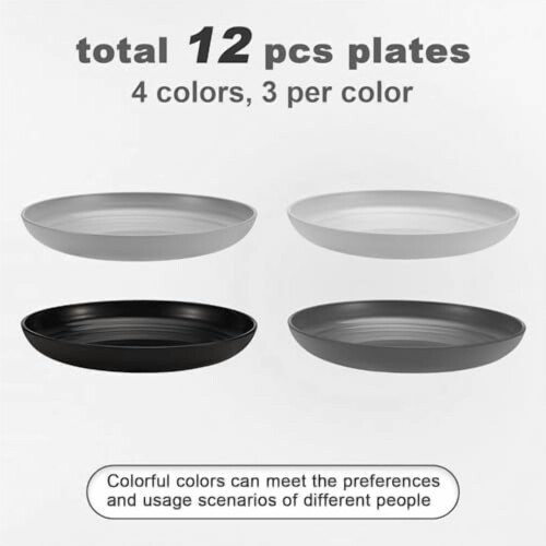 12 Pack Wheat Straw Dessert Plates 8" – 6 Colours 2