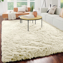 (160cm x 230cm OR 5ft 3" x 7ft 6"- Large Area Rug, Cream- Shaggy Rugs) Modern Living Room Rugs Shaggy Fluffy Bedroom Soft Carpets Runner Indoor Outdoor Rug Floor Mats
