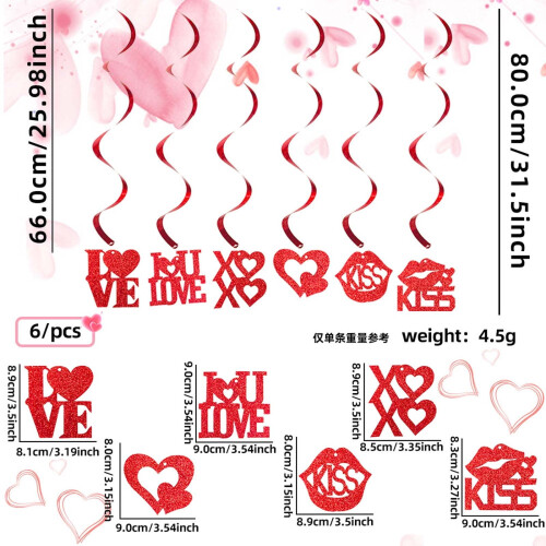 Valentine's Heart Hanging Ornaments Set 36pcs 2