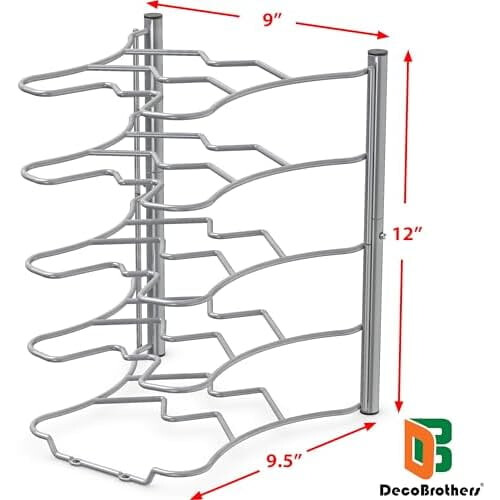 Pan Organizer Rack for Kitchen Cabinet and Counter, Silver 2