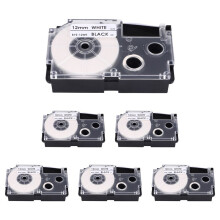 6 Pack 12mm Black White Label Ribbon for KL-120 KL-E300 KL-60 KL-100 KL750B KL820 KL750 KL7200 Label Printer