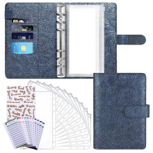 Budgetbinder met Ritsenveloppen, Geldbesparende Geldenvelop met 8 Doorzichtige Vakken, 6-Ringband met 2 Labelstickers