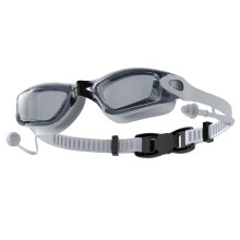 Gray Swimming Goggles Integrated Earplugs Waterproof and Anti-Fog Swimming Goggles for Men and Women (Flat Light)