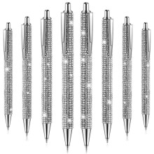 8 Pcs Caneta Bonita Bling Canetas de Diamante Presente de Natal Strass Canetas EsferográFicas de Metal Estilo Canetas de Cristal Brilhante C