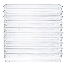 10 Pack 12 x 3 x 2 Inch Clear Drawer Organizer Trays, Desk Drawer Divider Storage Bins, Storage Box Set for Kitchen