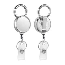 2 Pack Heavy Duty Badge Reel, Metal Retractable Badge Holder with Carabiner Belt Clip Key Ring for Name Card Keychain
