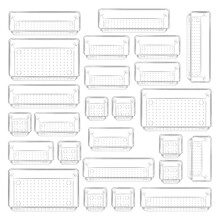 25pcs Plastic Drawer Organizers, 4 Sizes Transparent Drawer Organizers for Bathroom, Dressing Table, Cosmetics,Tableware