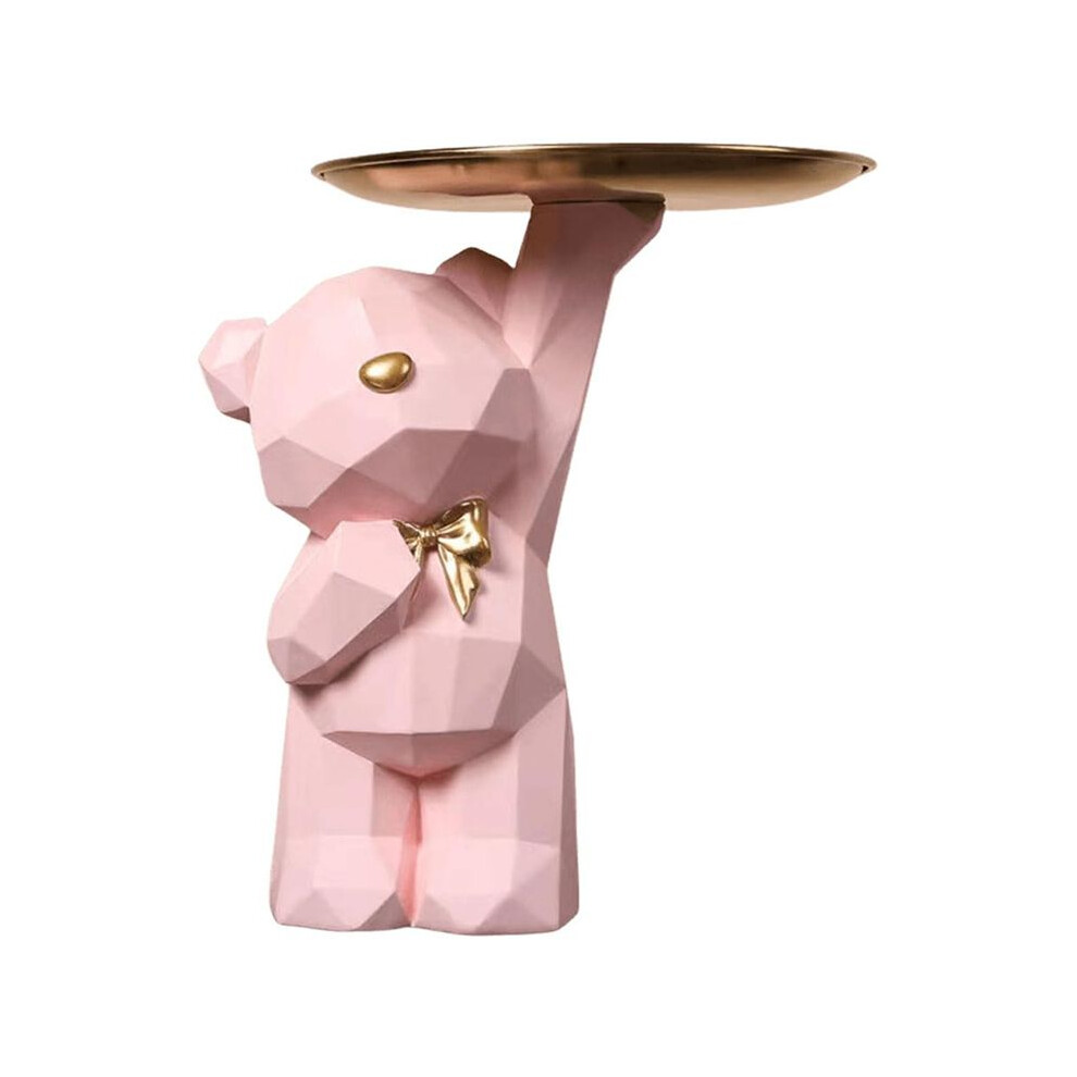 Semoic Geometric Bear Storage Tray Lovely Nordic Bear Sculptures Keys Holder Cute Bear Storage Tray Statue For Entrance/Living