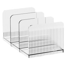 Durable-Compartment Transparent Bookends Reusable Non-Slip Documents Stand Stackable Thicken Desktop Bookshelf Table A