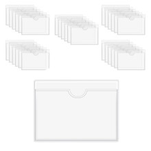 60Pcs Self-Adhesive Label Holder Card Pockets Label Holder Clear Library Card Holders with Top Open for Index Cards