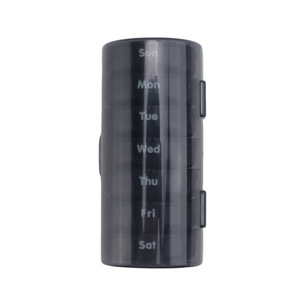 Black Daily Pill Organizer (Twice-A-Day) - Weekly Am/Pm Pill Box, Round Medicine Organizer, 7 Day Pill Container ( Box)