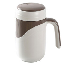 Ceramic Cup Vacuum Flask Cup Leakproof Insulated Bottle Mug Home Office Tea Cup Coffee Mug with Handle 380Ml White