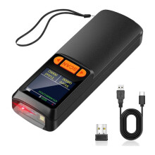 Scanner de Codes-Barres Portable, Scanner de Codes-Barres 2D QR 1D Sans Fil avec Écran LCD pour Smartphone, Ordinateur et Point de Vente.