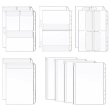 A5 Binder Pocket Set, 12Pcs 6 Holes Binder Sleeve Waterproof PVC Loose Leaf Bag Transparent Document Pouch Zipper Folder