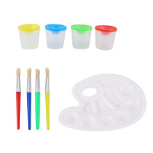 9 St No Spill Paint Cups Set med Målarpenslar och Färgbricka Palett, Målarkoppar med Lock för Barn Konstmålning
