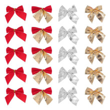 48 StüCk Weihnachtsband Schleifen Ornamente Weihnachtsbaum Bowknot Dekoration PräSentiert Wrapping  Supplies (4 Farben)