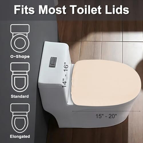WC-Deckelbezug aus Stretch-Spandex, hellbeige 2