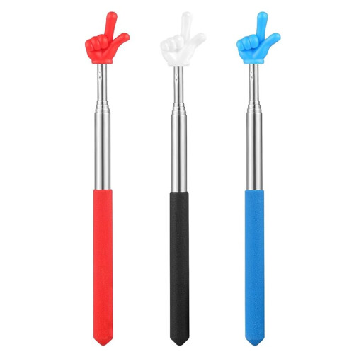 3Pcs Stainless Steel Telescopic Finger Reading Stick Extendable Teacher Pointer Stick for Classroom & Presentations 1