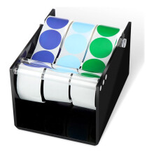 3 Disks Label Dispenser for Rolls of Sticker Labels Acrylic Adjustable Label Holder Sticker Dispenser Black