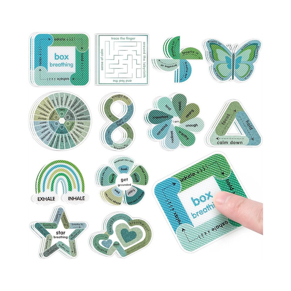 Tlily Mood Calming Sensory Stickers,36Pcs Textured Anxiety Strips For Kids Adults,Tactile Breathing Mindfulness Fidget Sticker