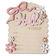 Aankondigingsbord voor de Geboorte van de Baby, Dubbelzijdig "Hallo Wereld"-Kaartje, Rekwisieten voor Newbornfotografie