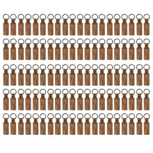100Pcs Blanks Wooden Keychain Wood Tags Blanks Wood Keychain Rectangular Wood Key Chain
