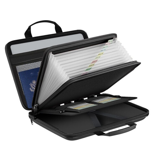 Fireproof Document Organizer with Lock, Hard-Shell Case and Pocket Accordion File Folder for A4/Letter Files, Laptops