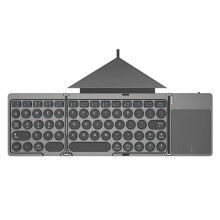 Foldable Keyboard Portable Wireless Keyboard with PU Leather Cover Touchpad, Pocket Travel Keyboard