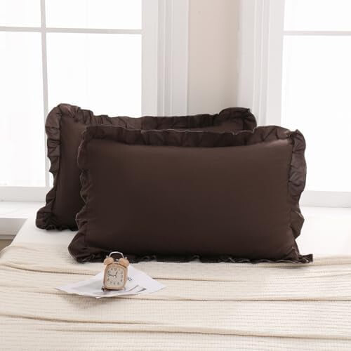 Dark Brown Queen Pillow Covers 20x30 in, 2-Pack Microfibre 1