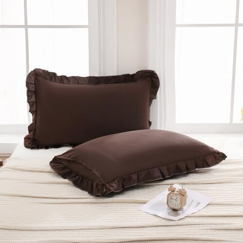 Dark Brown Queen Pillow Covers 20x30 in, 2-Pack Microfibre 2