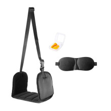 Airplane Foot Hammock, Foot Rest for Under Desk At Work, Length Adjustable Airplane Foot Rest, with Eye Mask