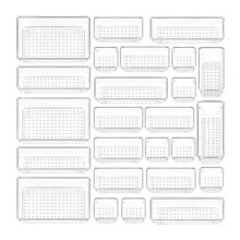 25Pcs Clear Drawer Organizers Storage Box Set Smooth Burr Free Transparent Design Cosmetics Containers Versatile